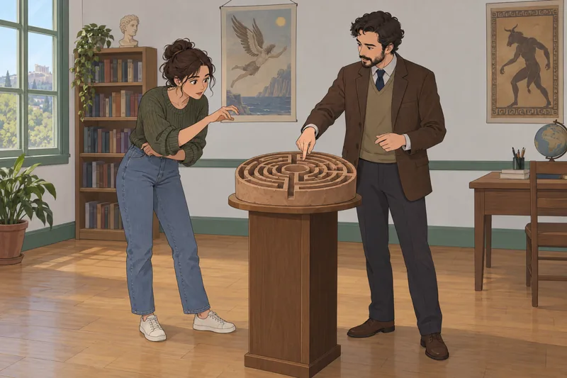 Daedalus and Icarus classroom lesson with a labyrinth.