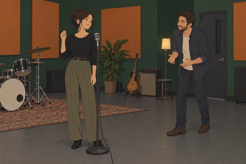 Este cuestionario de personajes muestra una banda ensayando.