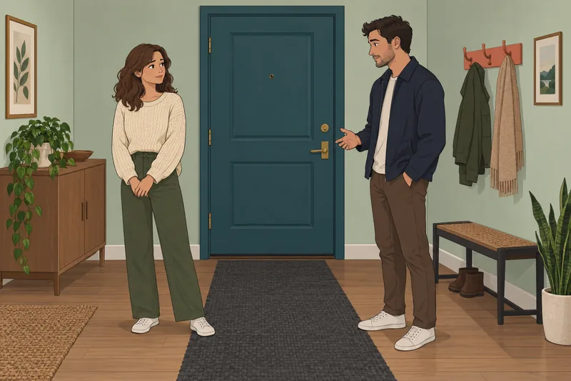 Dating Quiz shows a thoughtful hallway conversation.