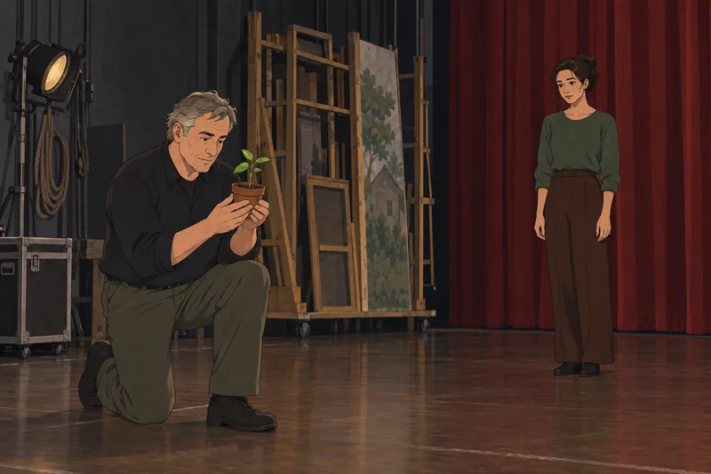Death of a Salesman scene shows a sprout.
