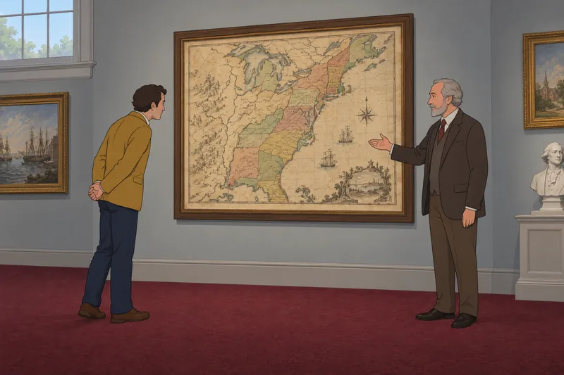 A gallery map frames Declaration of Independence context.