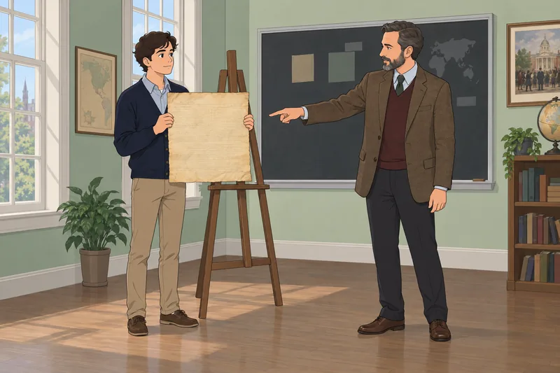 Declaration of Independence anchors a classroom history lesson.