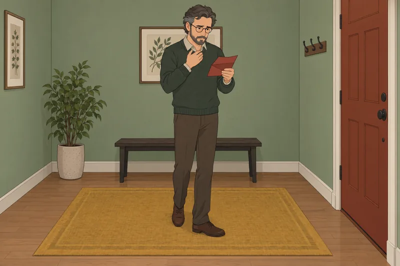 La definición de la: hombre estudia un sobre.
