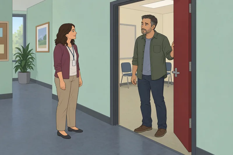 Socio-Psychological Distance Scale shows a careful doorway conversation.
