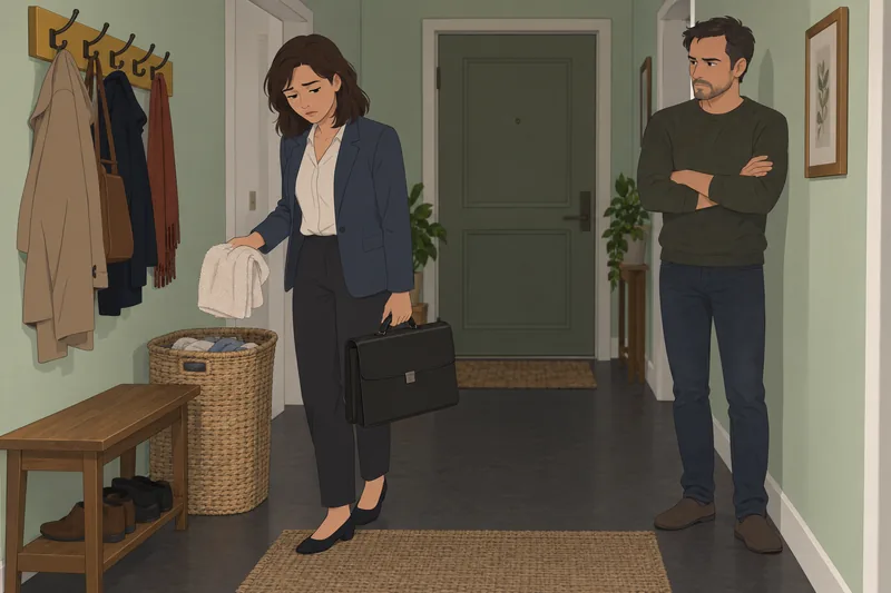 Working Women’s Role conflict appears in a hallway.