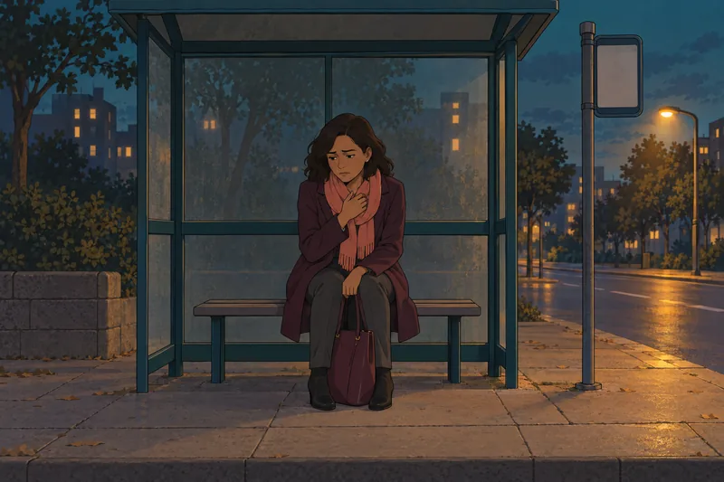 Depression Anxiety Stress Scales: evening at a bus stop