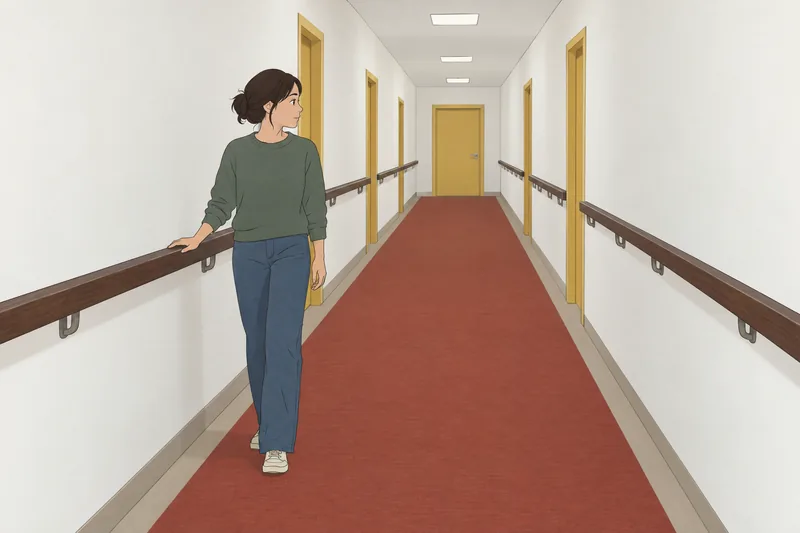 Derealization Quiz shows a quietly strange hallway.