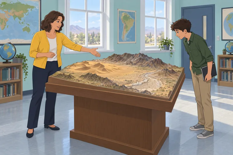 Deserts Quiz depicts a desert geography lesson.