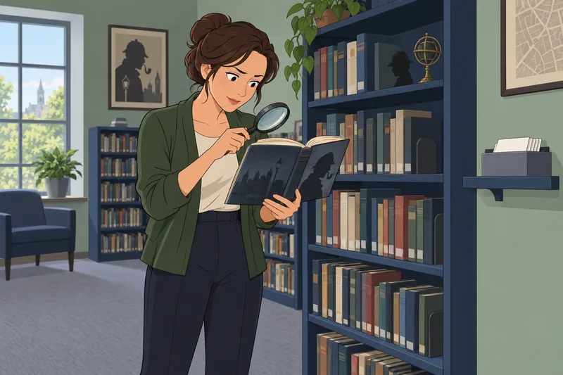 Detective Quiz shows a sleuth novel and magnifier.
