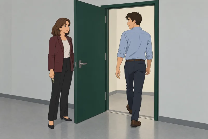 Un diagnóstico de la seguridad junto a puerta.