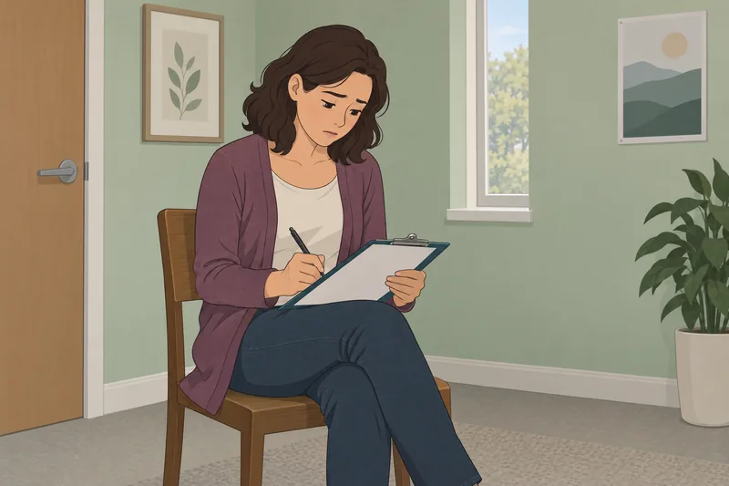 Loneliness Type Diagnostic: a woman completes a questionnaire.