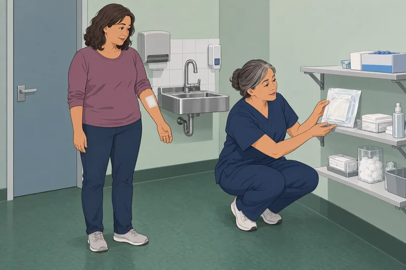 Dialysis Quiz shows access-care teaching in a clinic.