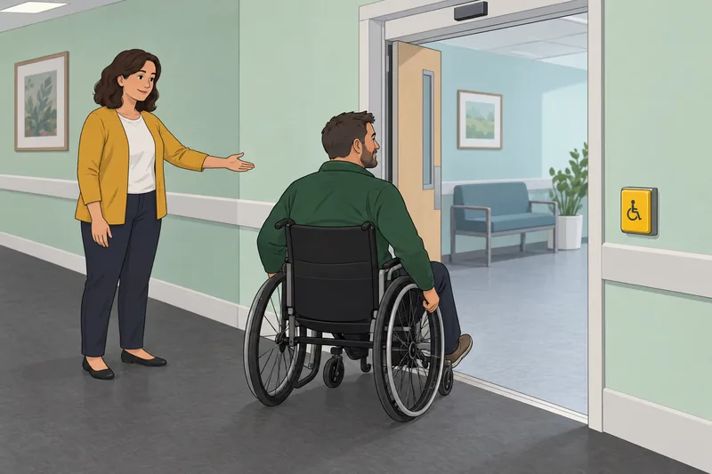 Disability Awareness Quiz shows an accessible clinic entrance.