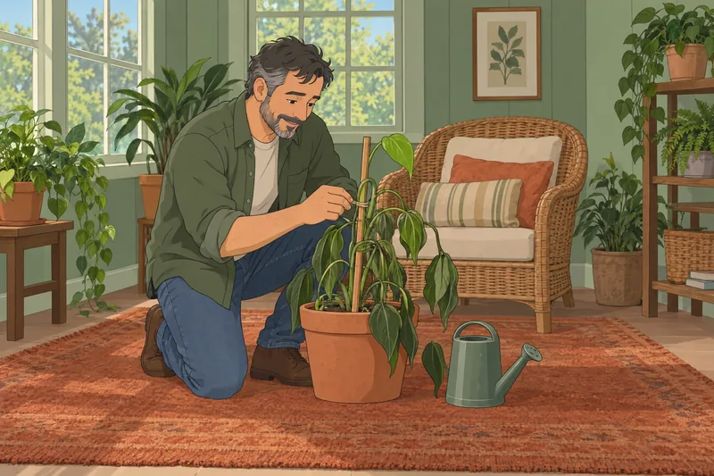 Dispositional Resilience Scale: a gardener steadies new growth.