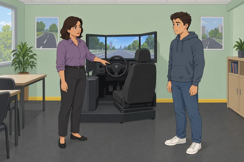 Distracted Driving Quiz shows a safe steering lesson.