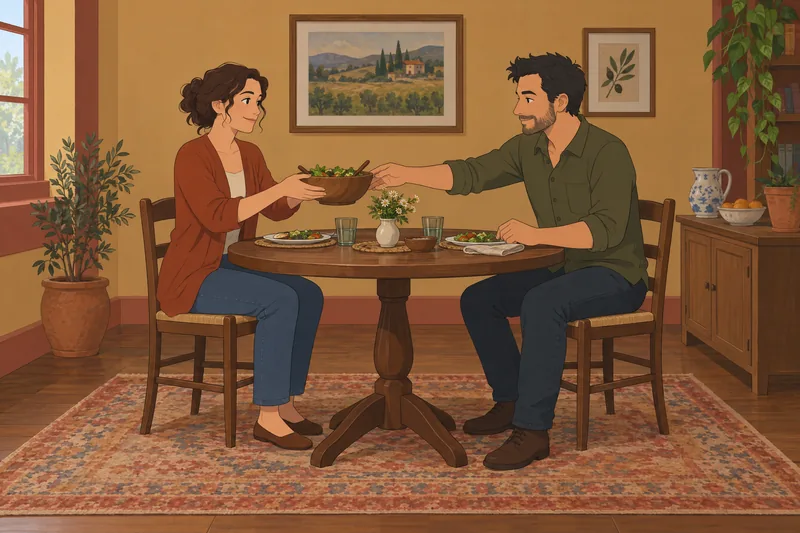Family Role Distribution appears in calm dining-room teamwork.