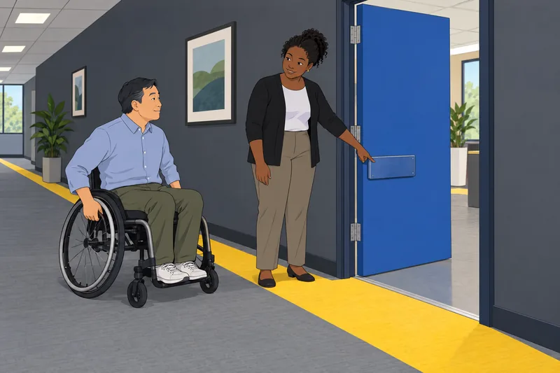Diversity and Inclusion support an accessible office doorway.