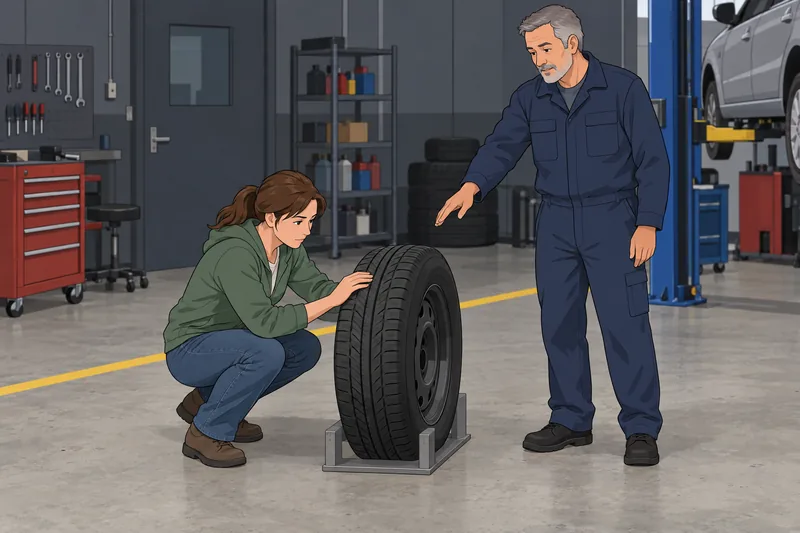 DMV Quiz: learner checks a tire.