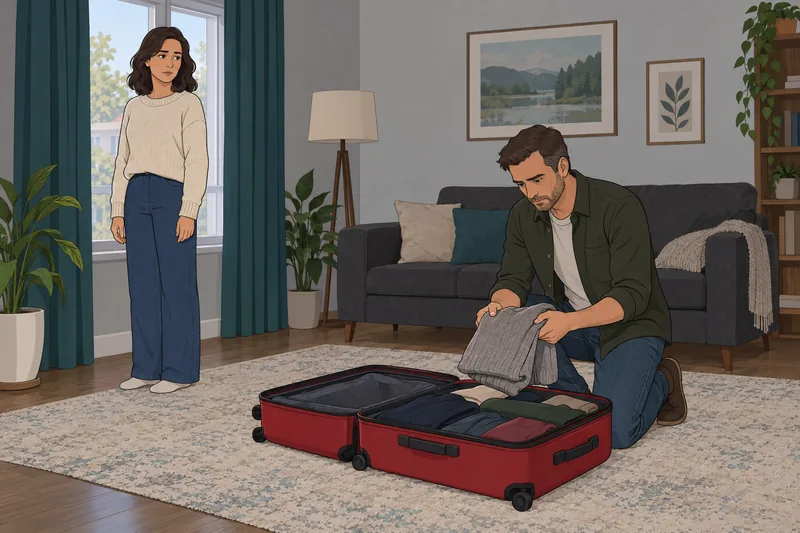 Do I Hate? He closes the suitcase carefully.