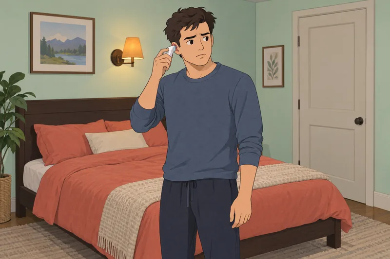 Do I Have: an adult checks ear temperature.