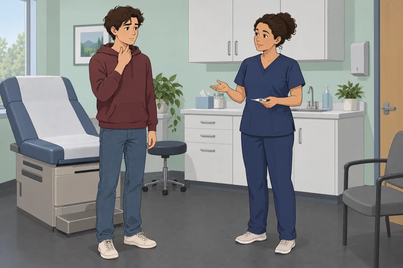 El cuestionario ¿Tengo mononucleosis? muestra una consulta clínica.