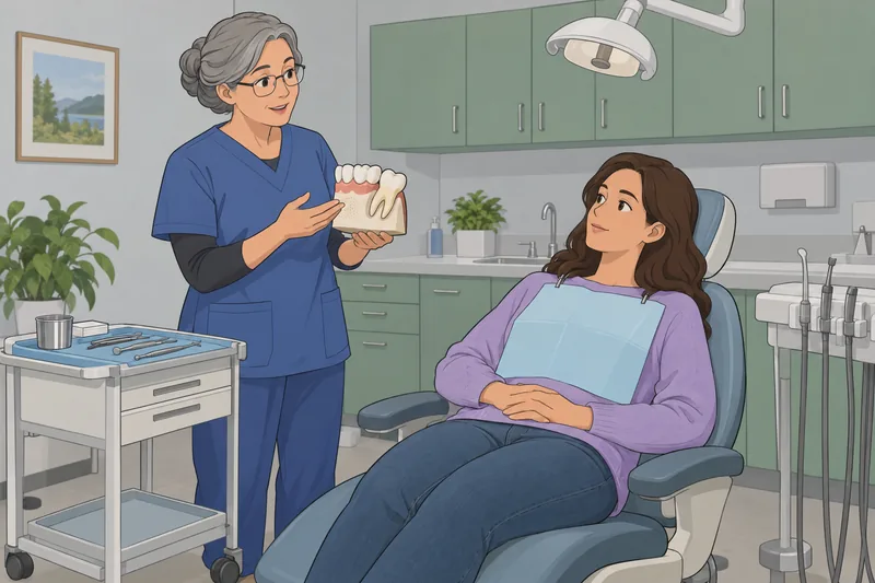 Do I Need? A molar model prompts questions.