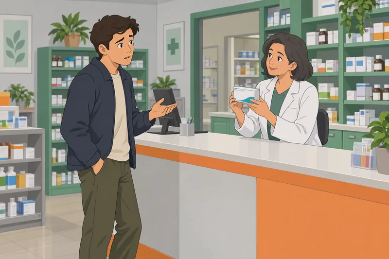 Do I Need answers wait inside a pharmacy.