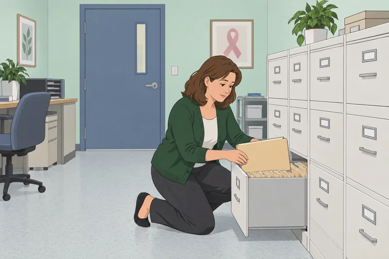 Do I Qualify: a patient sorts clinic records.