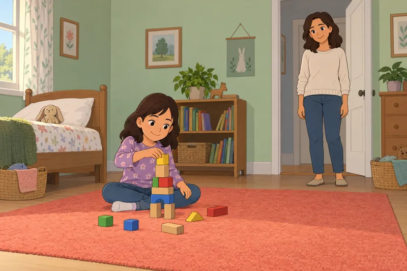 cuestionario ¿Mis padres: Un niño ordena bloques.