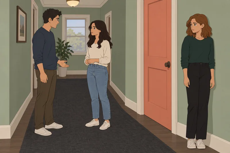 “Does My Boyfriend” shows quiet hallway uncertainty.