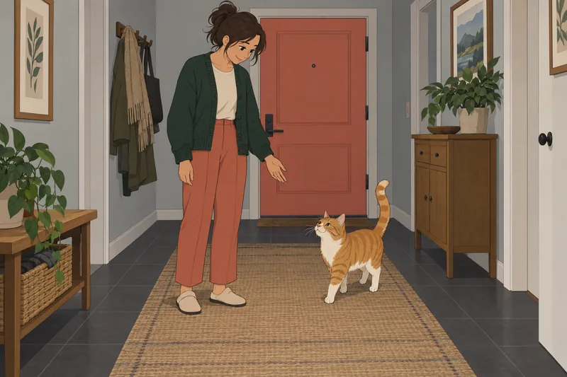 Does My Cat notice a calm hallway greeting?