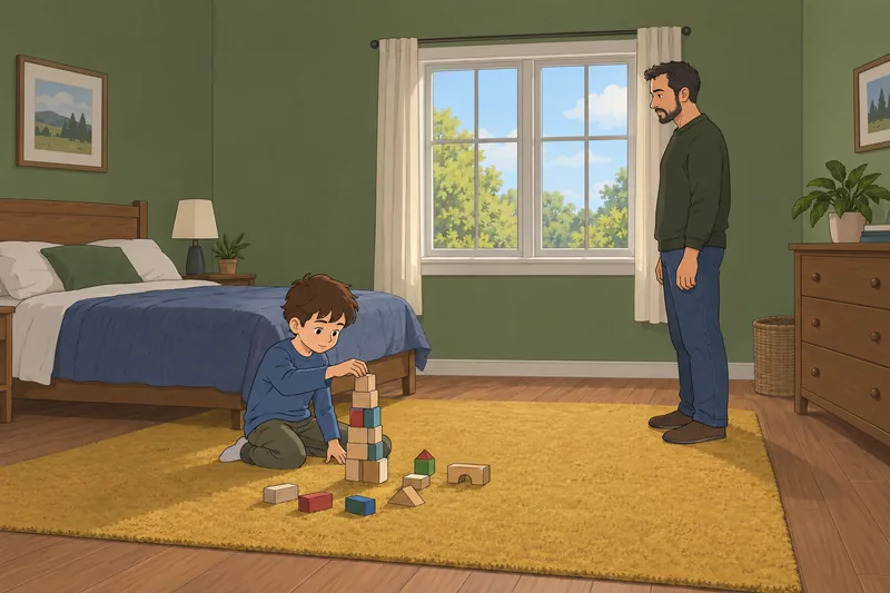 Does My Dad: Boy builds a block tower.