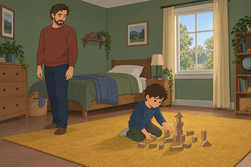 cuestionario ¿Mi papá: niño arma una torre.
