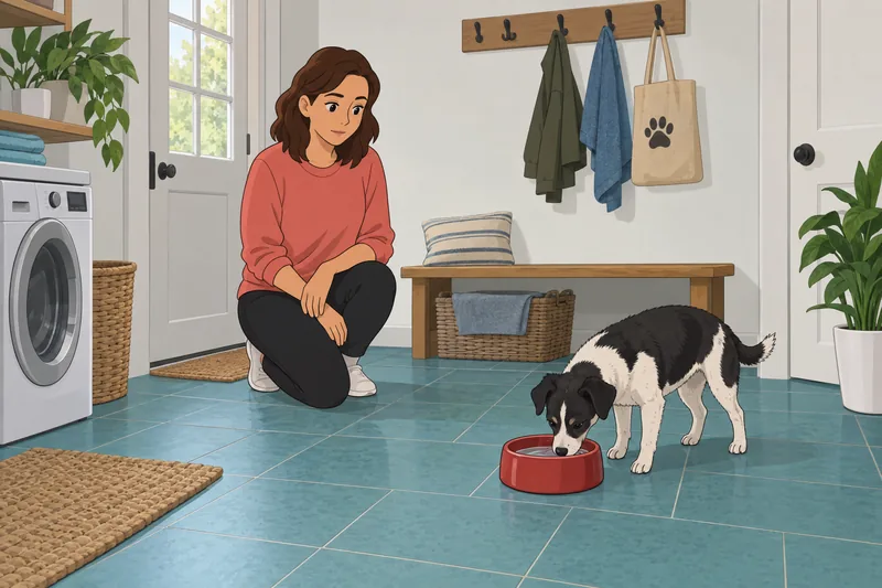 Does My Dog? He approaches the bowl.