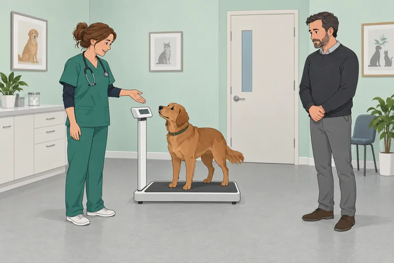 Does My Dog? He stands on the scale.