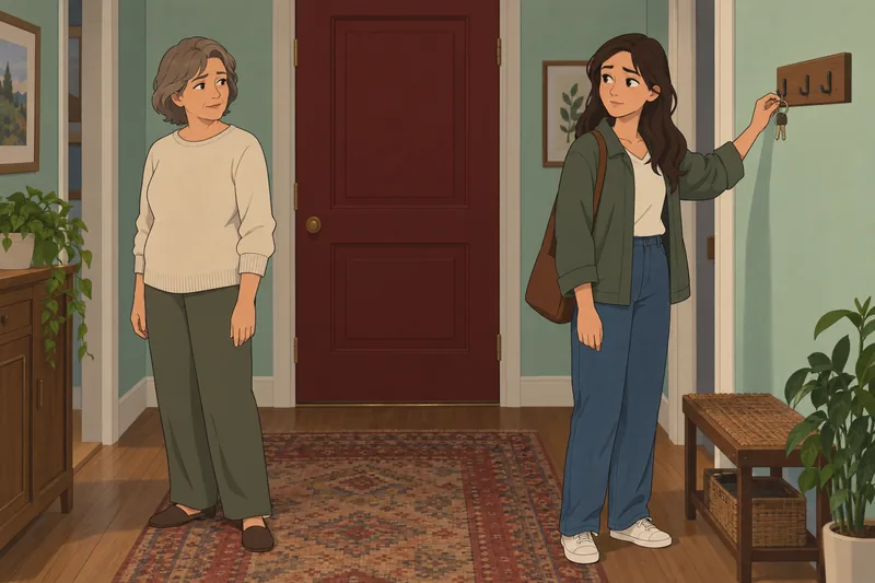 Does My Mom: quiet talk by closed door.