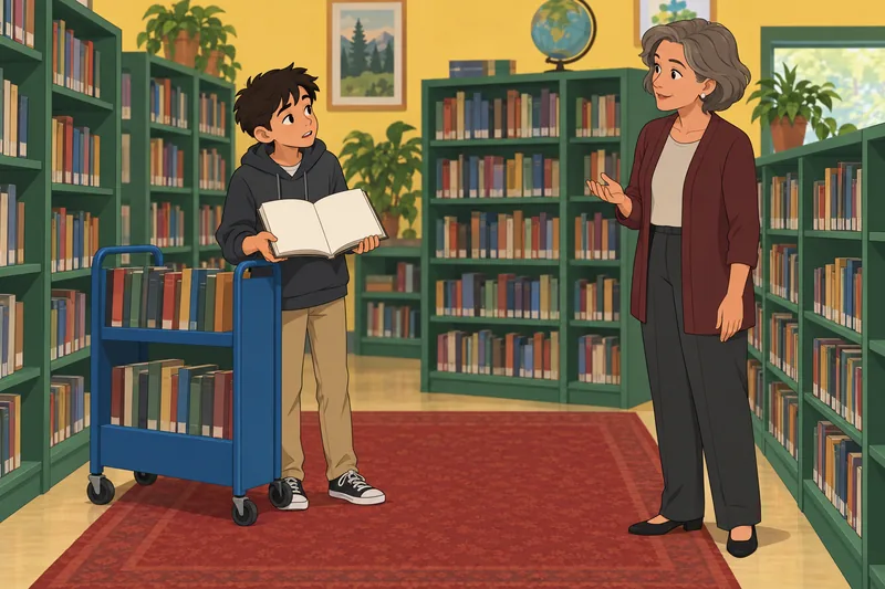 Does My Teacher ask a calm library question?