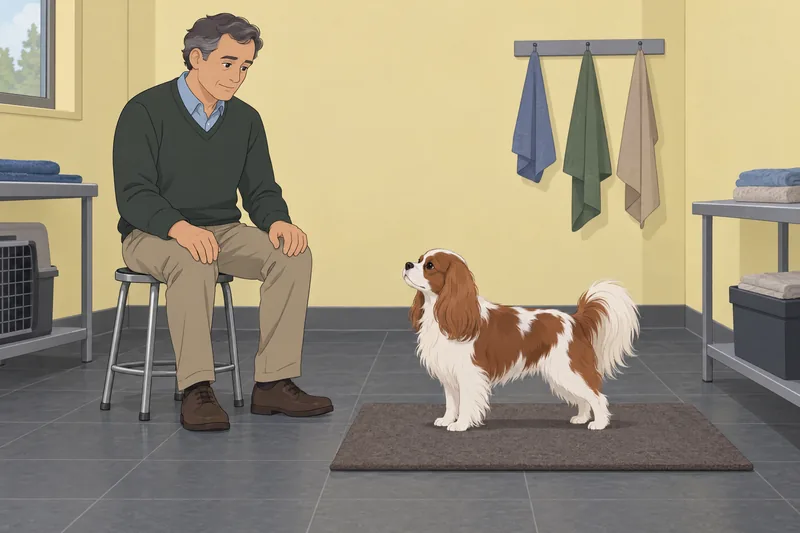 Cuestionario de identificación junto a spaniel pequeño.