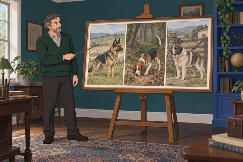 Dog Breed Quiz compares working-role clues.