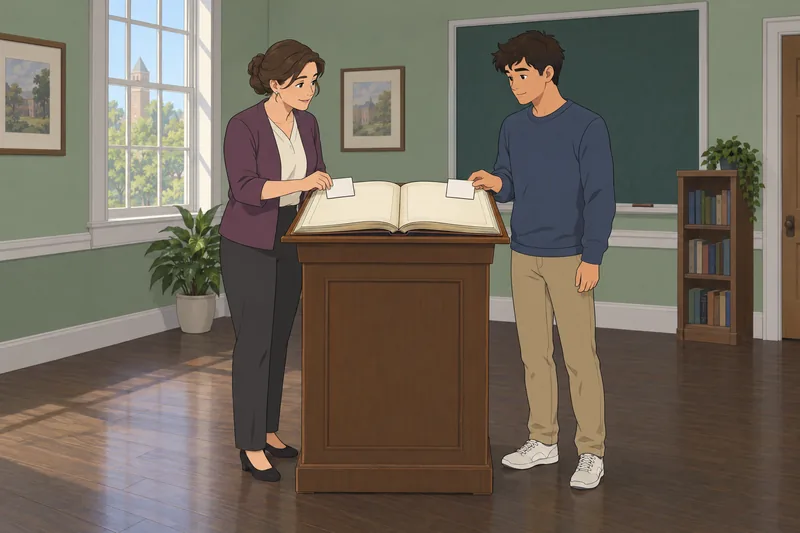 Double Entry Accounting instructor balances two transaction slips.