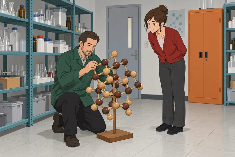 Dr Doe Chemical studies a molecular model.