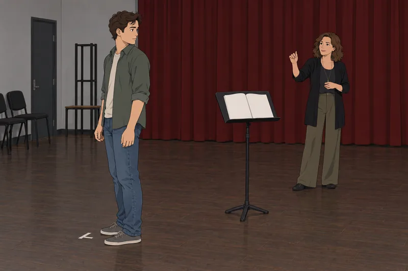cuestionario sobre términos: ensayo teatral con un guion.