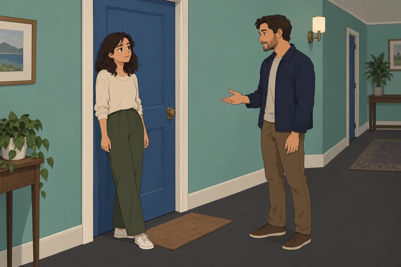 Dream Girl Quiz shows a quiet hallway conversation.