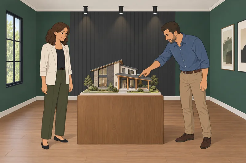 Quiz de la: adultos inspeccionan una maqueta.