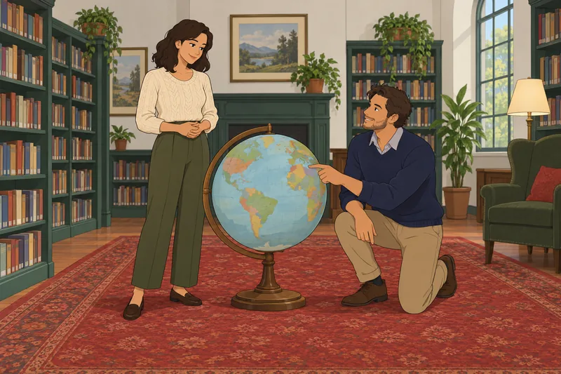 Quiz del hombre: dos adultos miran un globo.