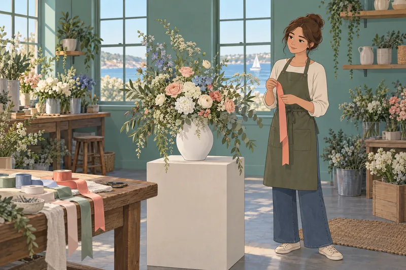 Quiz de la: una florista elige flores nupciales.