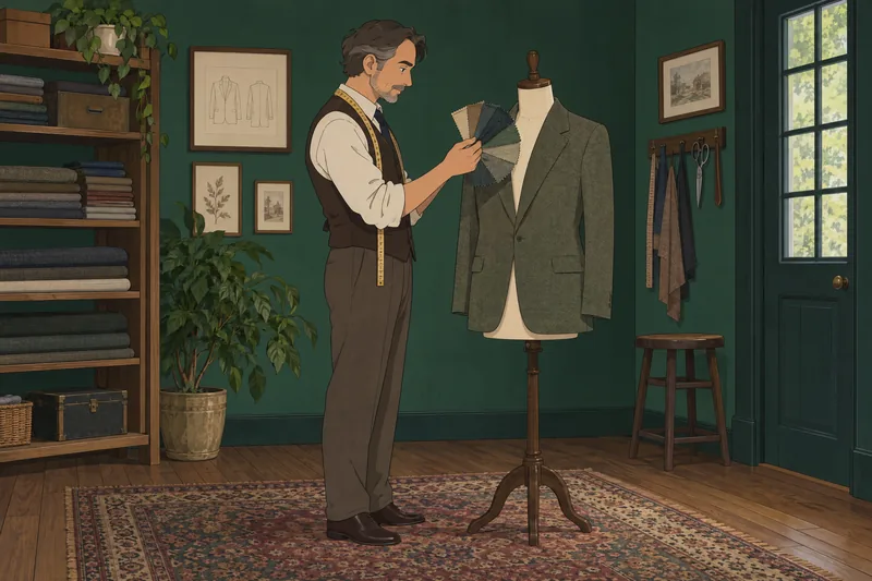 Quiz de vestidos muestra un sastre valorando tela.