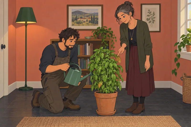 Dyadic Adjustment Scale partners tend a plant.