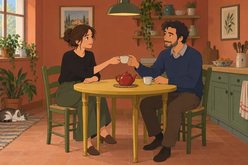 Dyadic Adjustment Scale partners share tea.
