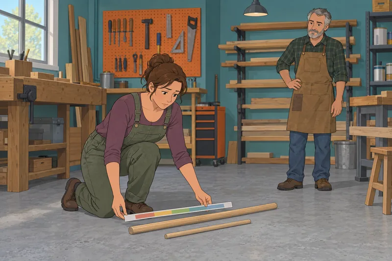 Dyscalculia Test depicts careful measuring at a workshop.